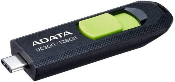 Memoria USB ADATA UC300 - 128GB - USB-C - Negro con Verde - ACHO-UC300-128G-RBK/GN