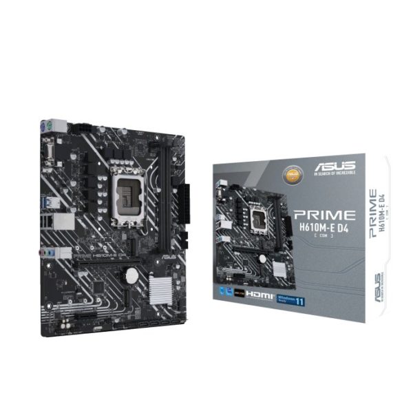 Tarjeta Madre ASUS PRIME H610M-E D4-CSM - Socket 1700 - 2xDDR4 - HDMI - VGA - DisplayPort - USB 2.0/3.2 - Micro ATX - PRIME H610M-E D4-CSM