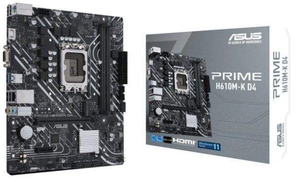 Tarjeta Madre ASUS PRIME H610M-K D4 - Socket 1700 - 2xDDR4 - 2133/2800/3200MHz - HDMI - VGA - USB 2.0/3.2 - Micro ATX - PRIME H610M-K D4