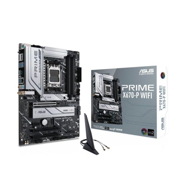 Tarjeta Madre ASUS PRIME X670-P WIFI - Socket AM5 - 4x DDR5 - 4800/5200/6400+(OC) - HDMI - DisplayPort - USB 2.0/3.2 - ATX - PRIME X670-P WIFI