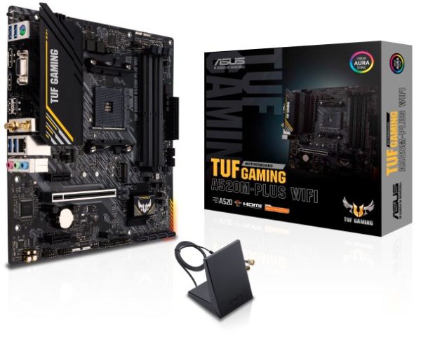 Tarjeta Madre ASUS TUF GAMING A520M-PLUS WIFI - Socket AM4 - 4xDDR4 - 2133/3200/4866(O.C.)MHz - HDMI - VGA - DisplayPort - USB 2.0/3.2 - Micro ATX - TUF GAMING A520M-PLUS WIFI