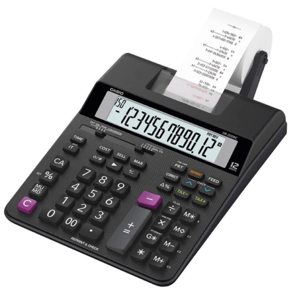 Calculadora CASIO HR-200RC - Impresión a Dos Colores - 12 Dígitos - Papel de 58 mm - HR-200RC