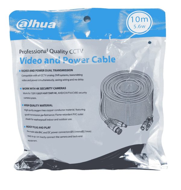 Cable Dahua DH-PFM942I-10-5 - BNC - 10M - Para Video y Energía - Exterior e Interior - DH-PFM942I-10-5