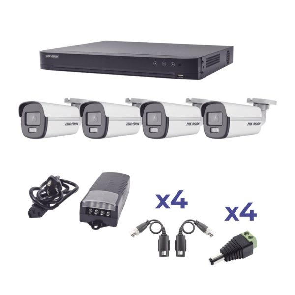 Kit de Vigilancia HIKVISION KH1080P4BC - DVR iDS-7204HQHI-M1/S(C) - 4 Cámaras DS-2CE10DF0T-F - 4 Transceptores TT-101-F-TURBO - Fuente de Poder PS-12DC4C - KH1080P4BC