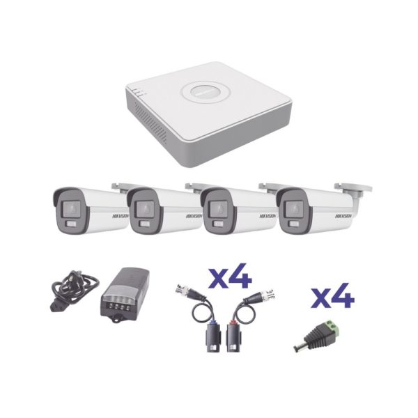 Kit de Vigilancia HIKVISION KH1080PL4BC - DVR - 4 Cámaras - Fuente de Poder - 4 Transceptores - 4 Conectores - KH1080PL4BC