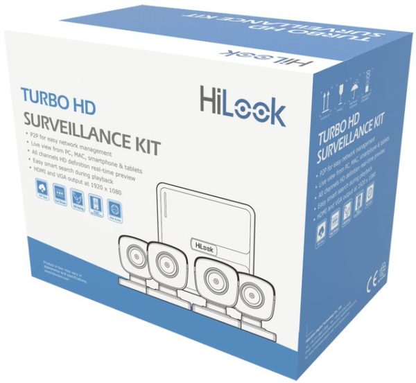 Kit de Vigilancia HiLook KIT7204BP(C) - DVR 4 Canales - 4 Cámaras - Cables - Fuente - KIT7204BP(C)