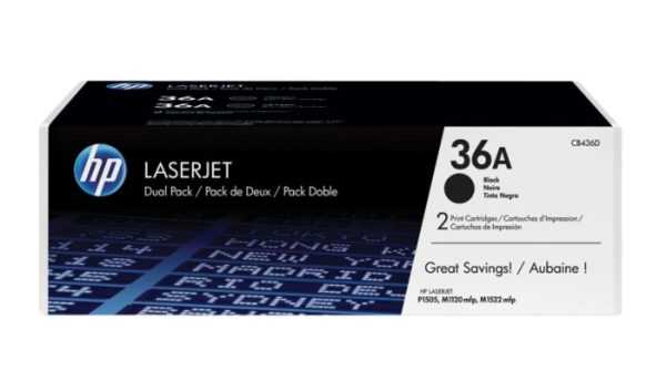 Pack de 2 Cartuchos de Tóner HP 36A - Negro - LaserJet - Original (CB436AD) - CB436AD