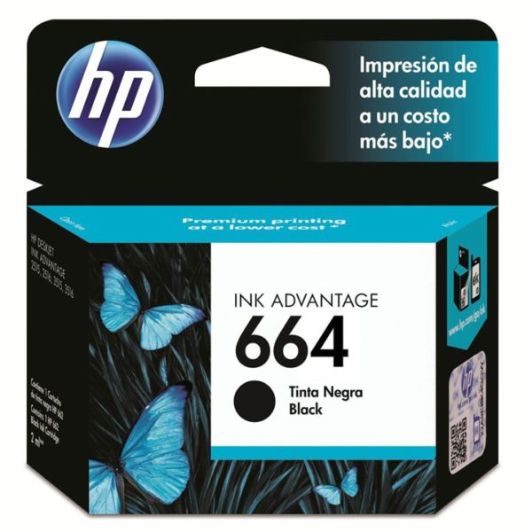 Cartucho de Tinta HP 664 - Negra - Original - (F6V29AL) - F6V29AL