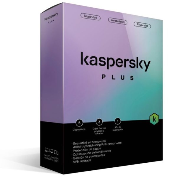 Antivirus Kaspersky Plus - 3 Dispositivos - 1 Año - Caja - TMKS-406