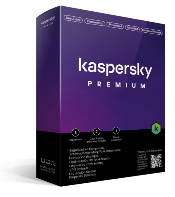 Antivirus Kaspersky Premium - 3 Dispositivos - 1 Año - Caja - TMKS-409