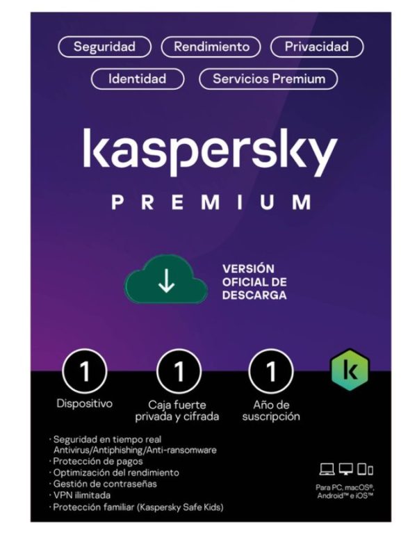 Antivirus Kaspersky Premium - 1 Dispositivo - 1 Cuentra KPM - 1 Año  - TMKS-459