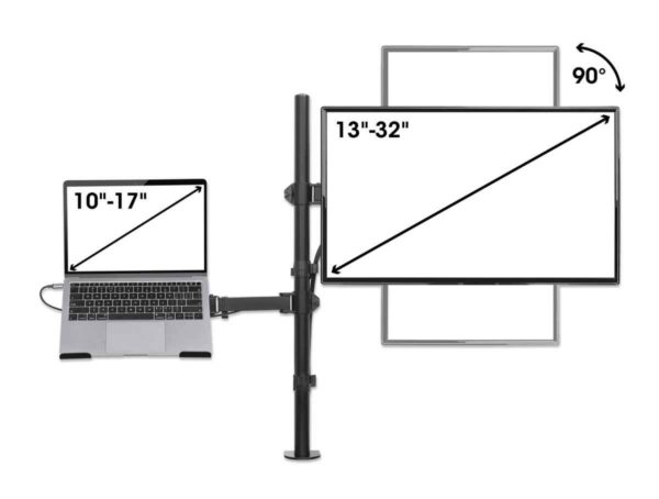 Soporte de Escritorio Manhattan 462136 - 13" a 32" - Soporta 8kg - Para un Monitor y una Laptop  - 462136 - Imagen 2