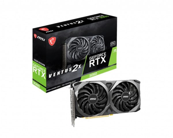 Tarjeta de Video MSI GeForce RTX 3060 VENTUS 2X 12G OC - 12GB - 192-bit - PCI-E 4.0 - GDDR6 - HDMI - DisplayPort - RTX 3060 VENTUS 2X 12G OC