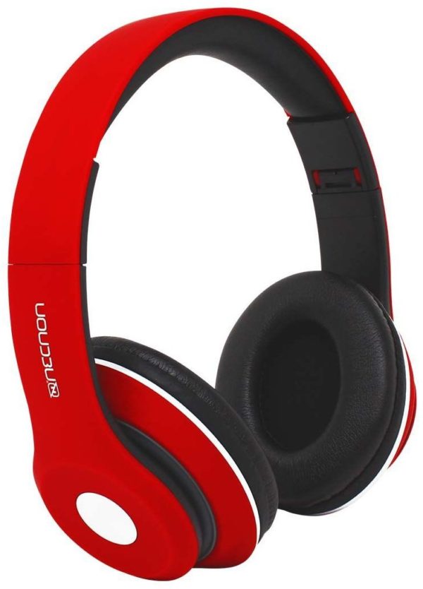 Audífonos Necnon NBH-01R - Alámbrico/Inalámbrico - 3.5mm - Bluetooth - Negro con Rojo - NCAB0102RZ