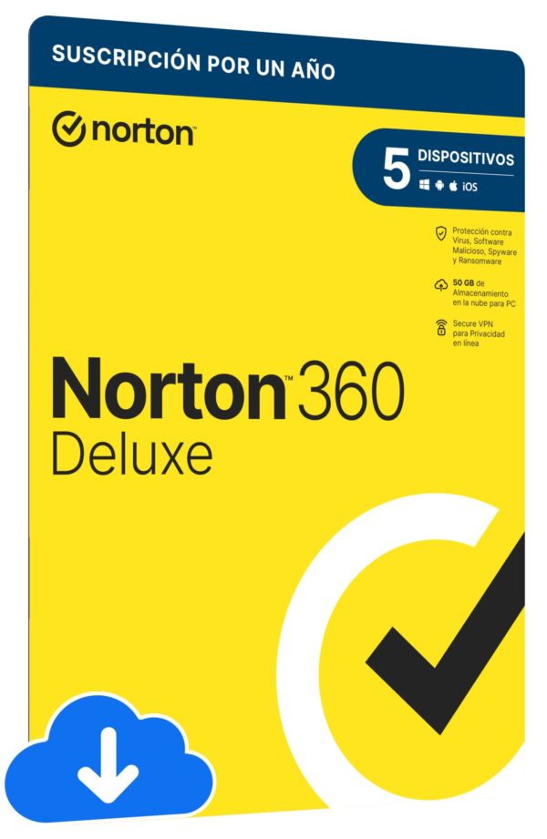 Antivirus Norton 360 Deluxe - 5 Dispositivos - 1 Año - 21404361