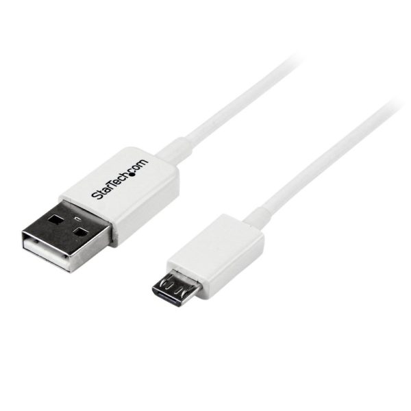 Cable Adaptador StarTech.com - Micro USB B a USB A - 1 M - Blanco - USBPAUB1MW