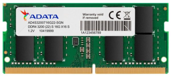 Memoria RAM ADATA - DDR4 - 16GB - 3200 MHz - SO-DIMM - Para Laptop - AD4S320016G22-SGN