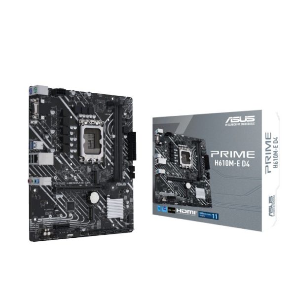 Tarjeta Madre ASUS PRIME H610M-E D4 - Socket 1700 - 2xDDR4 - 2133/3200 MHz - HDMI - VGA - DisplayPort - USB 2.0/3.2 - Micro ATX - PRIME H610M-E D4